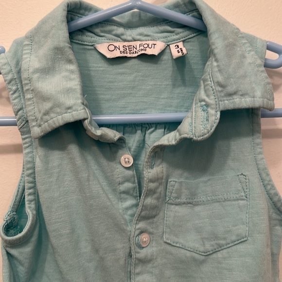Sleeveless top Little girl size 3 tie front turquoise - Picture 3 of 4